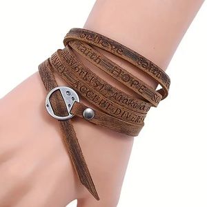 Leather Embossed Wrap Bracelet